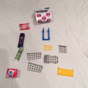 4 mini brands a checklist and a shopping cart.